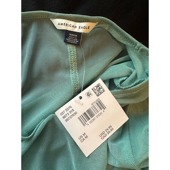 American Eagle Sheer Mesh Long Sleeve Top – Mint Green (M) - Picture 2 of 5